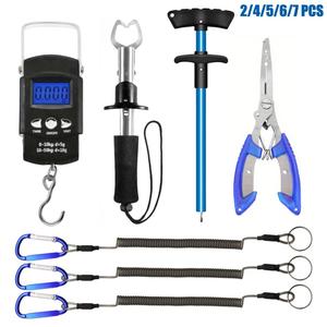 fishing tool set, 2/4/5/6/7 counts fishing pliers with sheath, hook unhook, lip clip, digital fish scale and fishing lanyard, fishing tackle organizer, fishing equipment