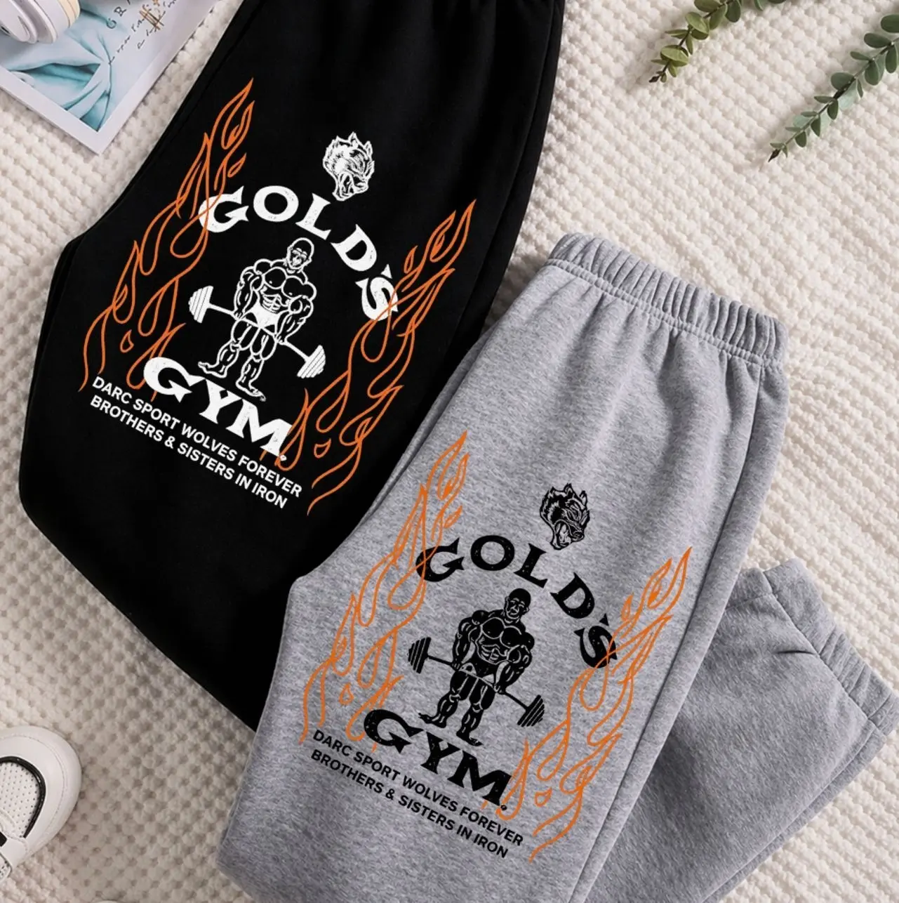 Gold's Gym Wolves Sweatpants - Gym Graphic Design Pants Comfortable Stylish Fit For Gym Enthusiasts, Matching Unisex Pants Cozy Comfortable , Trending 26 V