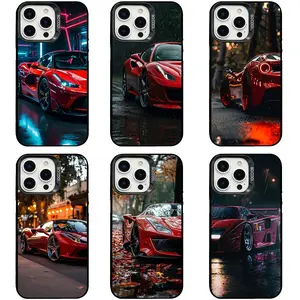 Ferrari Classic Red Italian Supercar Phone Case, Shockproof TPU Cover for iPhone 17, 16, 15, 14, 13, 12, 11, Pro, Pro Max, Plus | Samsung Galaxy S23, S24, S25, S26, Plus, Ultra, Perfect Gift for Supercar Fans