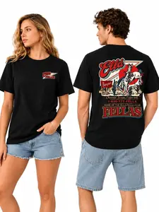 Bold Y2K Ella Fella Club Graphic Tee for Women, Oversized Vintage T Shirt, Trendy Graphic Tees for Women Cute Tops, Women's Clothes, Rodeo Cowboy Western Print Streetwear Top Casual Piece