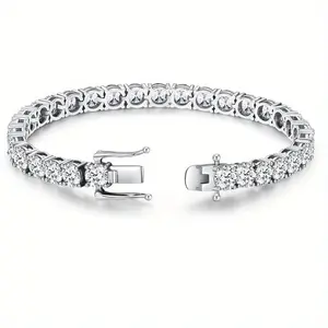 Luxury Moissanite  Tennis Bracelet - 10.5-14 Carat Lab-Created, 925 Silver  Plated, Hypoallergenic, Anti-Fading, Nickel & Lead Free, Unisex, Perfect Gift for Daily Wear & Special Occasions
