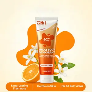 ECO Finest Whole Body Deodorant 72Hr Odor Control Aluminum Free Invisible Cream Sweet Orange Scent No Baking Soda Parabens 3.0 oz