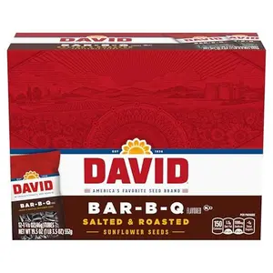 DAVID Roasted and Salted Sunflower Seeds, Bar-B-Q Flavor, 1.625oz. (Pack of 12)