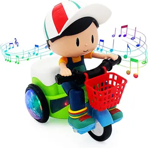 Children's Stunt Tricycle Electric Cartoon Boys and Girls Music Light Universal 360 Rotating Toy