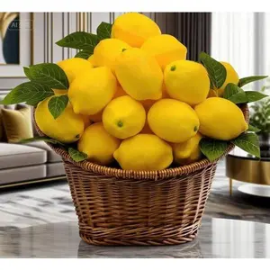 Lifelike Artificial Lemon Decor with Leaves - Realistic Yellow Faux Fruit Set - Durable Plastic Kitchen Table Centerpiece - Vibrant Home Holiday Party Props - Reusable Photography Backdrop Accessories Decorative Plants Decoration Farmhouse Glass Vase