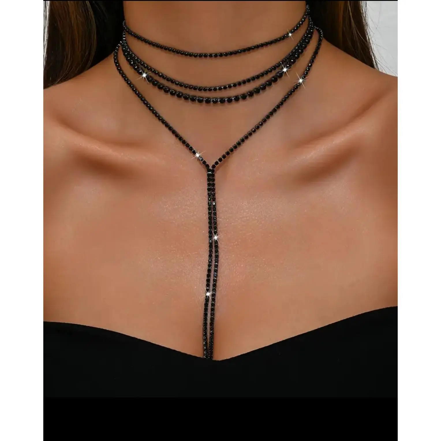 Women's Multi-Layer Rhinestone Tassel Necklace – Boho Chic Statement Jewelry for Work, Date Night, Parties & Vacations