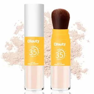 Mineral Powder Sunscreen for Face & Scalp, SPF 35 Brush on Sunscreen Setting Powder, Oil Control Hair Sunscreen Face Powder, Long Lasting Lightweight Breathable, Natural Matte Finish (#01 Translucent)