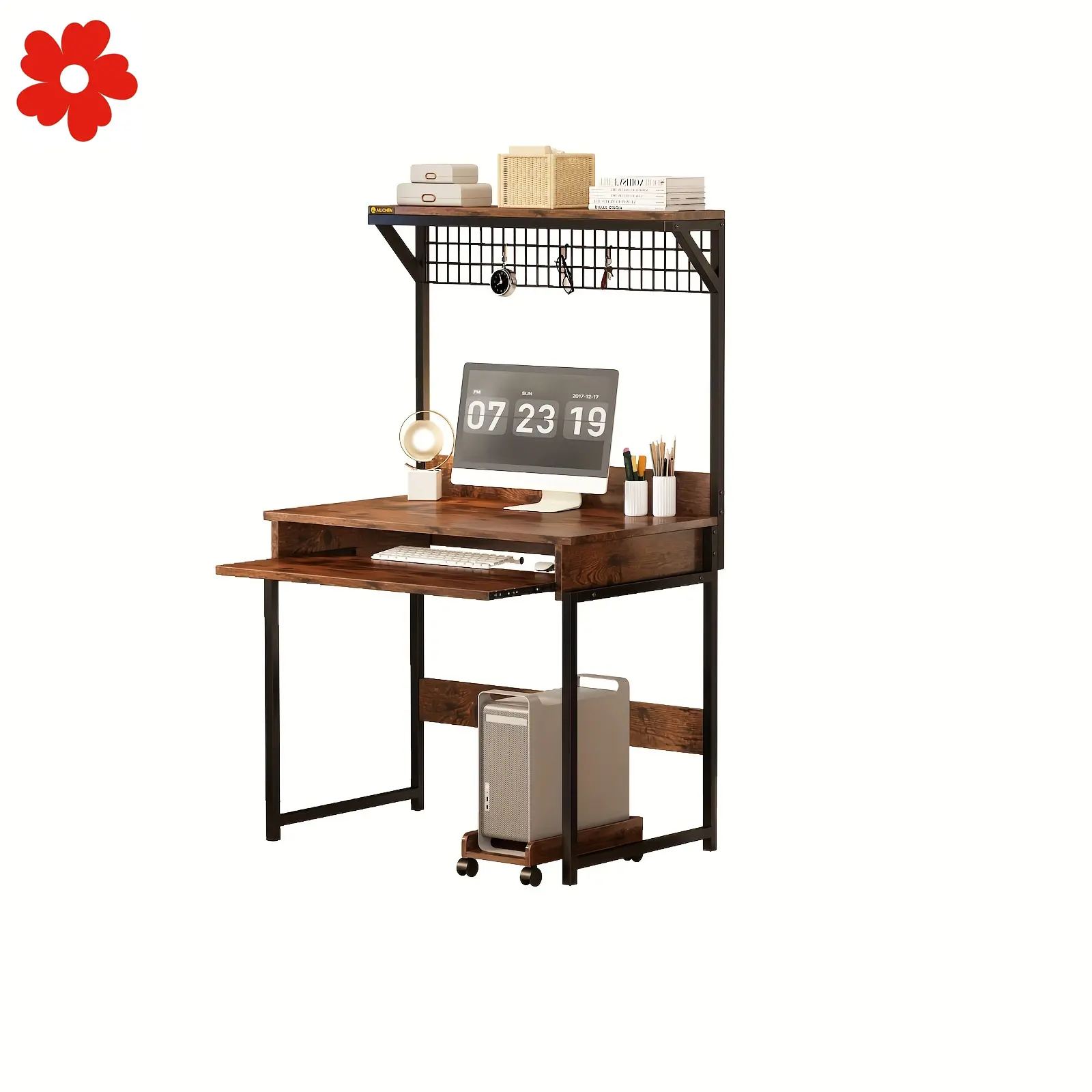 New Computer Desk Hutch Keyboard Tray Workstation Pc Table Metal Office storage and desktop accessories