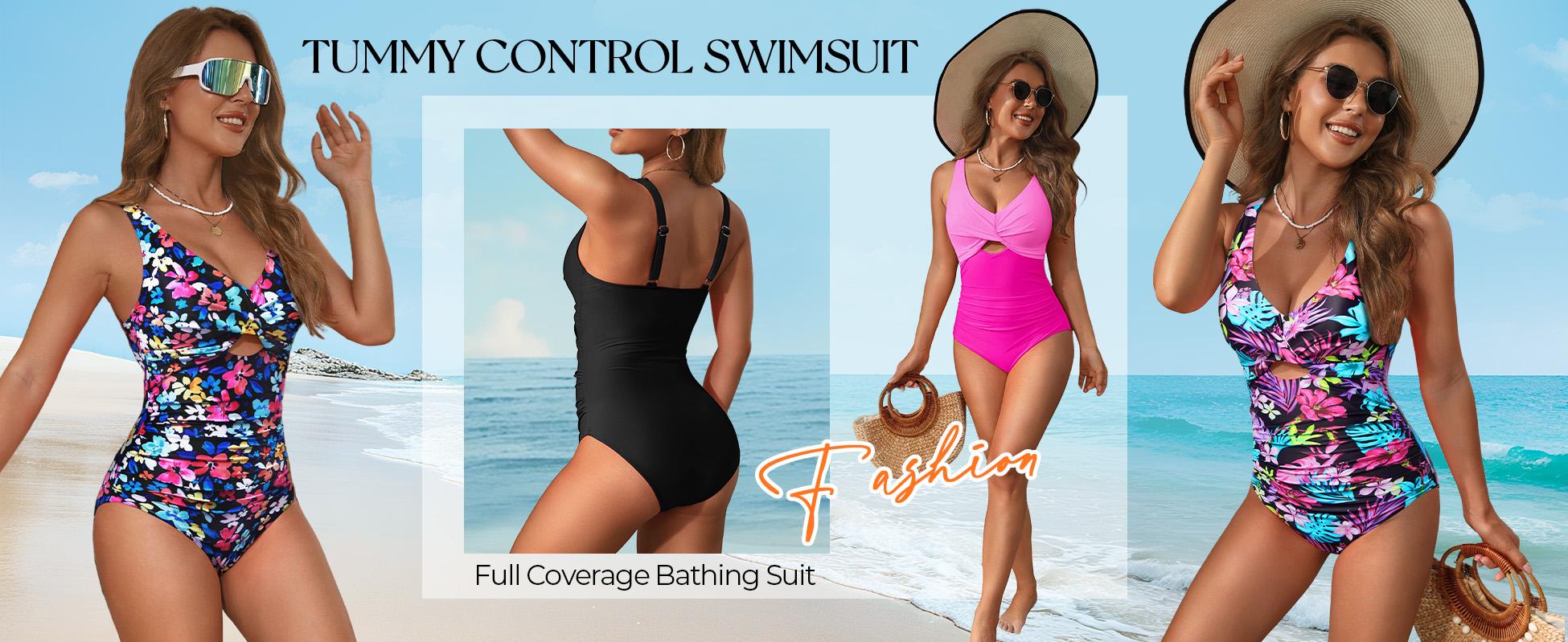 Tempt Me Women One Piece Swimsuits - Tummy Control Cutout Bathing Suit V Neck Twist Front Swimwear 2026