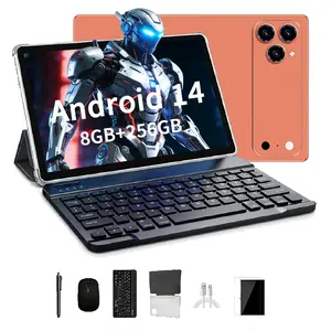 Android 14 tablet, 10.1-inch display, 256 GB storage, 8 GB RAM, 6000 mAh battery, dual cameras (5 MP front + 16 MP rear), Wi‑Fi, 1280×800 IPS high‑definition display, Type‑C interface, tablet