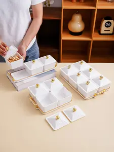1 Set of Multi-Size Acrylic Snack Square Dishes with Tray Set, Storage Tray for Snacks, Candies, Dried Fruits and Cookies