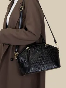 Women's Crocodile Embossed Tote Bag & Wristlet & Wallet, Fashionable Large Capacity Shoulder Bag Set for Work & Daily Used, Casual Trendy Versatile High-quality Daily Commuting Bag