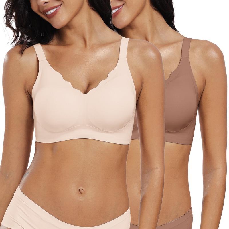 OEAK 2PCS Women Seamless Jelly Bra Soft Push-Up Bralette Wireless No Underwire Comfort Full Coverage Everyday Bra OEAK 2PCS Women Seamless Jelly Bra Soft Push-Up Bralette Wireless No Underwire Comfort Full Coverage Everyday Bra