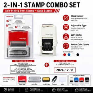 Adjustable Self-Inking Date Stamp Seal, Number Letter Symbol Combination Stamp with Clear Print, Automatic Press Rubber Stamp for Office Documents, Record Keeping, Receipts, Log Marking, Business School Home Office Supplies Random Color