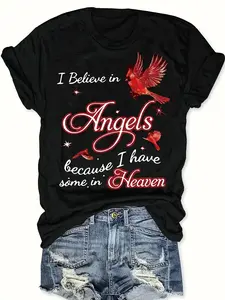 Plus Size, Women's  Letter Printed Top - Summer Women's T-shirt