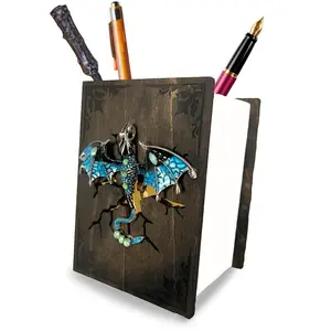 Handmade Fantasy Dragon Desk Organizer Pen Holder for Dungeon Masters & Fantasy Lovers Personalized Name Gift 3.9 x 2.6 inches