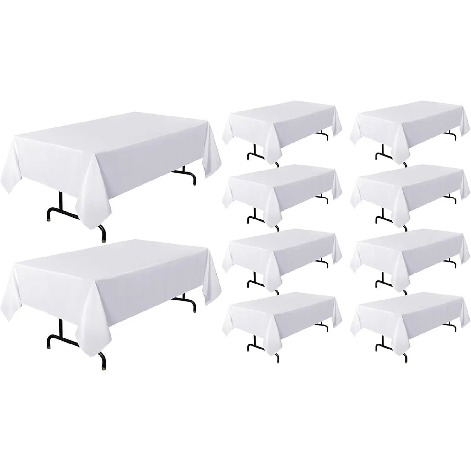 10 Pack White Tablecloth 60 x 102 Inch, Rectangle Table Cloth for 6 Feet Tables - Stain and Wrinkle Resistant Washable Polyester Table Cover for Dining Tables, Buffet Parties and Camping