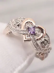 1 PC Gorgeous Heart Cubic Zirconia Ring For Women For Wedding Engagement Party Jewelry Valentine's Day Gift