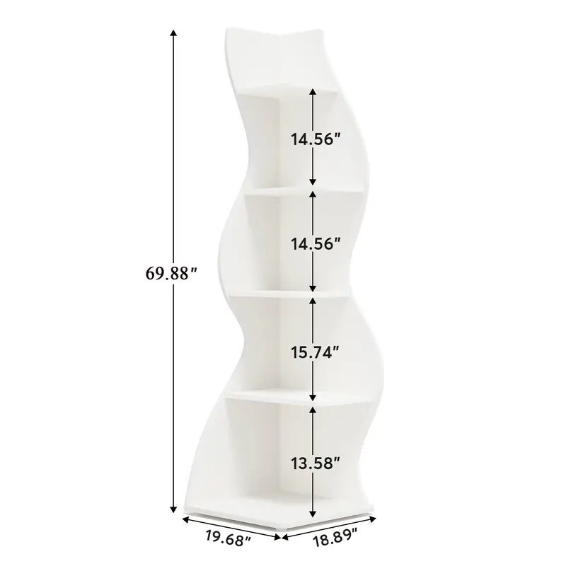 Tribesigns Modern 5-Tier Corner Bookshelf for Home Decor