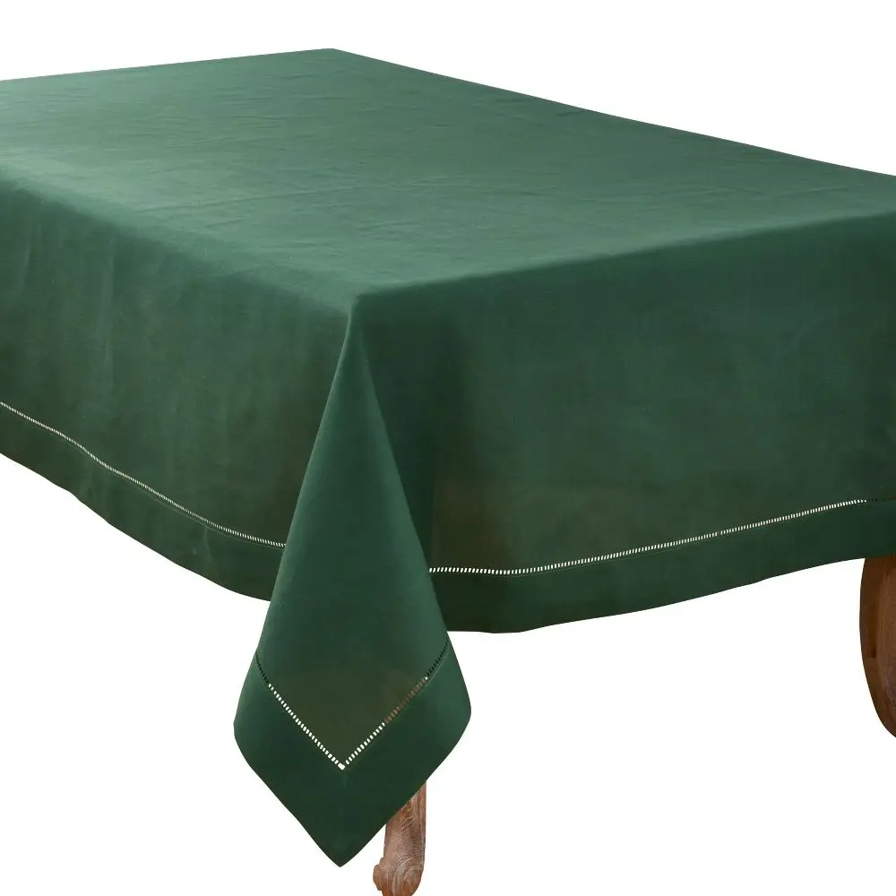 Saro Lifestyle Classic Hemstitch Border Tablecloth Jasper Green 70" x 120"