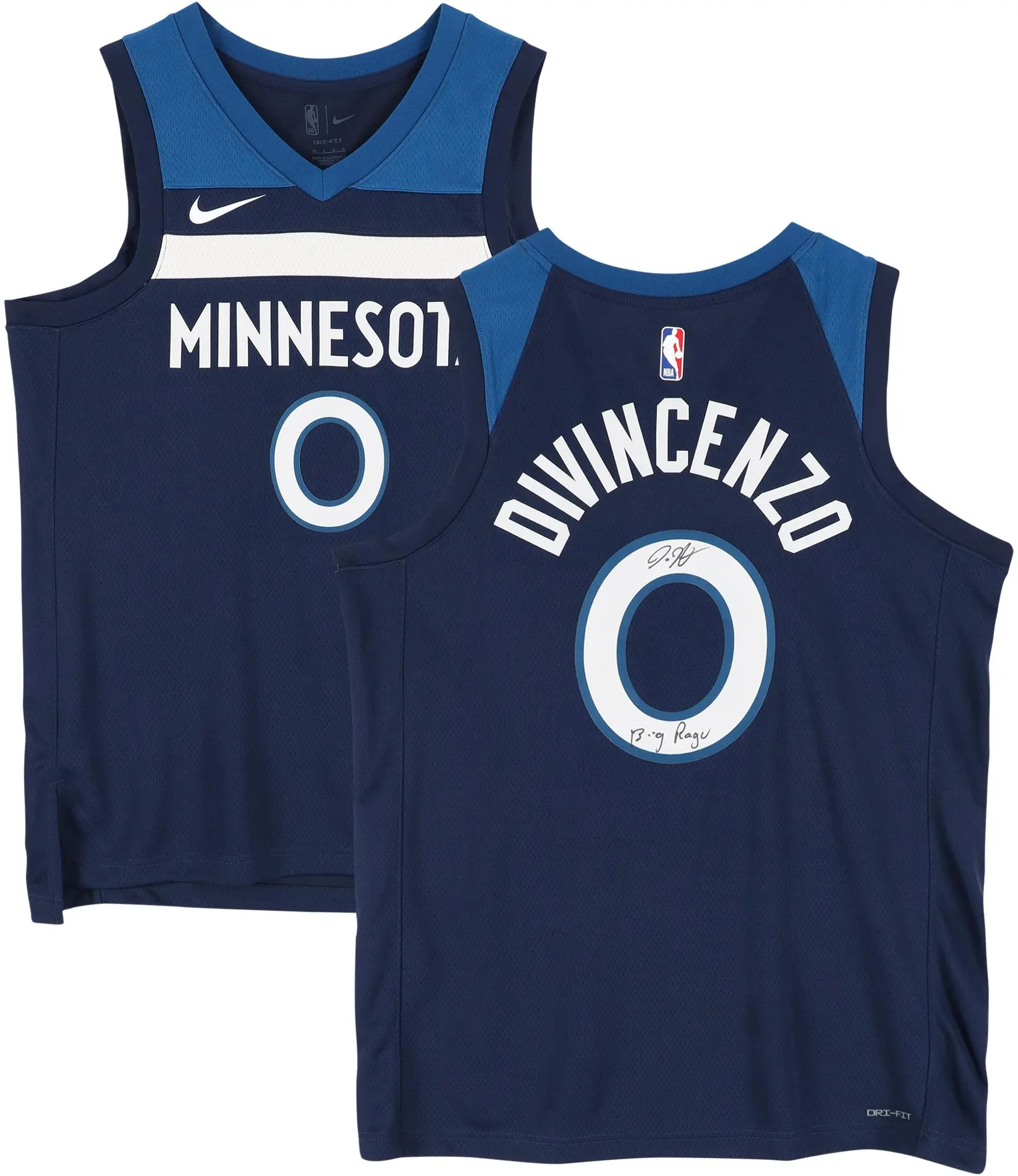 Donte DiVincenzo Minnesota Timberwolves Autographed Nike Navy Icon Swingman Jersey with "Big Ragu" Inscription - Fanatics Authentic Certified