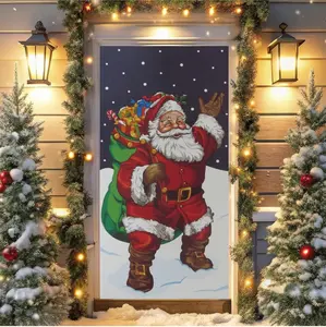 Holiday Pride Christmas Door Cover Santa Claus Decorations - Santa Door Cover - 30" x 5 Ft