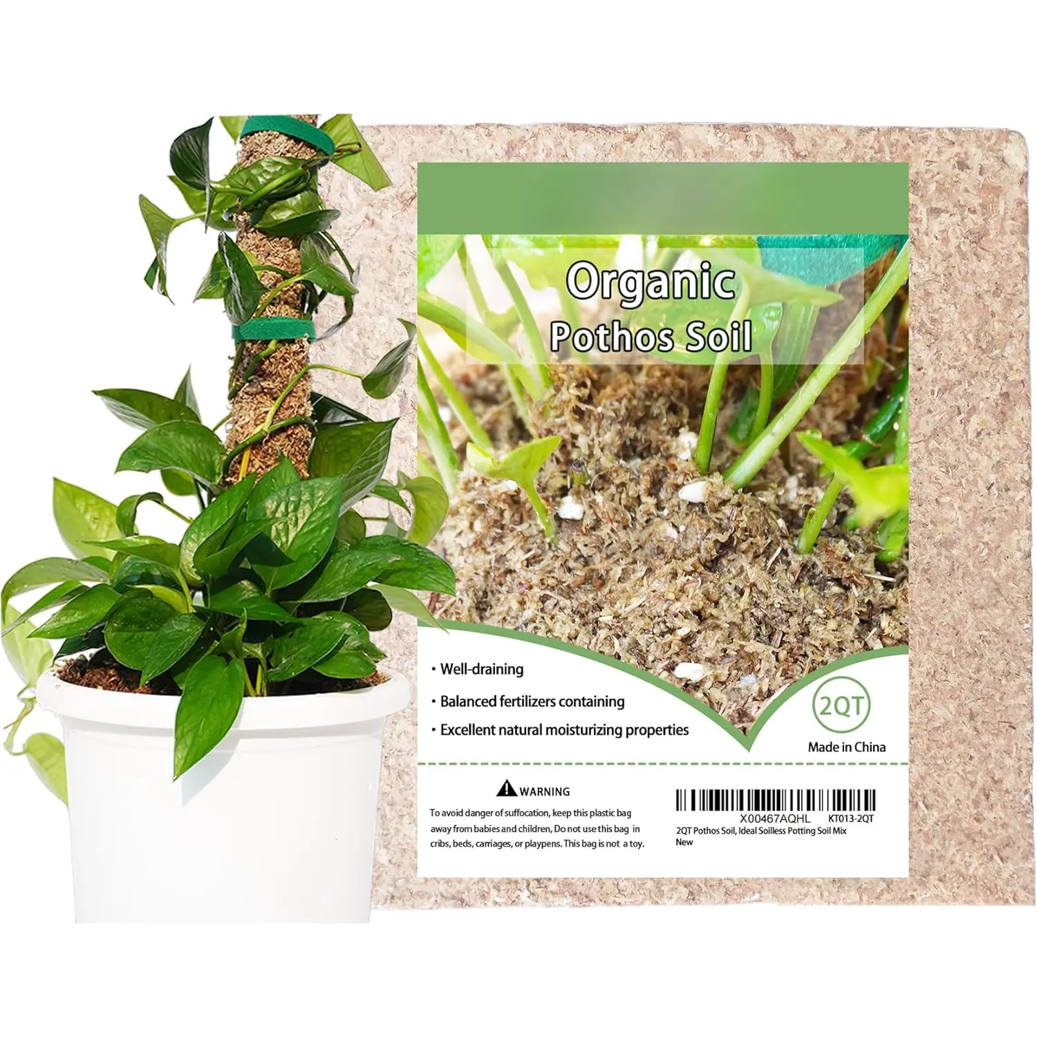 2QT Pothos Soil, Ideal Soilless Potting Soil Mix for  Indoor  That Require Constant Humidity and Fast Drainage
