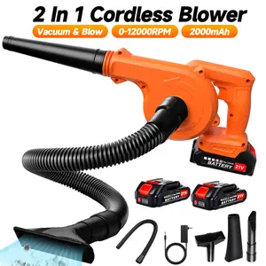 Cordless Leaf Blower Vacuum Combo 2 in 1, 2 Nozzles &2 Modes for Inflation & Deflation, Extended Tube & Variable Speed, 12000RPM 120MPH, 2x2000mAh Battery Powered Leaf Blowers for Lawn Care
