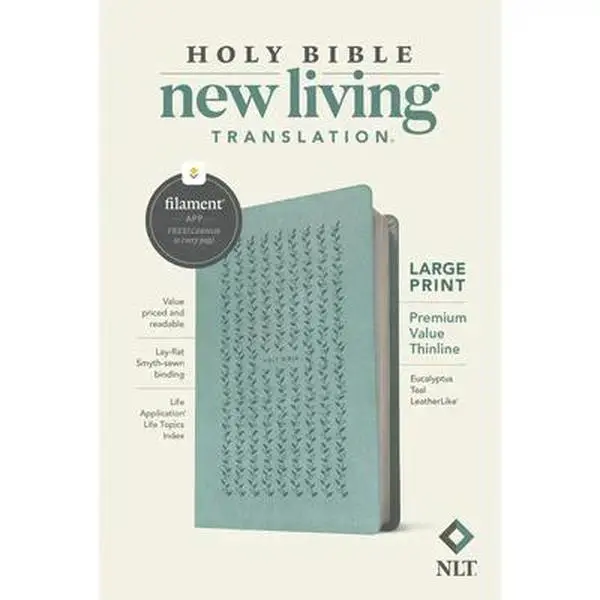 NLT Large Print Premium Value Thinline Bible, Filament Enabled (Leatherlike, Eucalyptus Teal) -- New Living Translation, Leather / Fine Binding