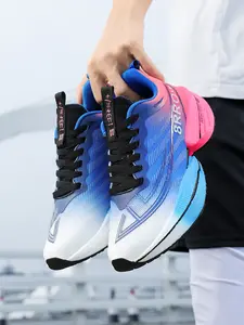 Parent - Child White - Orange Gradient Racing Running Shoes, Athletic Shoes, Dynamic Art Style, Knitted Mesh Material, Lightweight & Responsive, Comfortable on Feet, Ideal for Parent - Child Running Training & Daily Sports