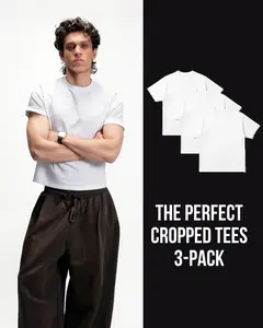 S32 Organic Standard Fit Cropped Tees, White 3-Pack