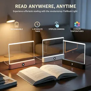 Rechargeable Smart LED Reading Light - Ultra-Thin Wireless Clear Flat Lamp, Doodleable, Timer Function, Quiet Design for Studying - Party Gift Treasure Box Item