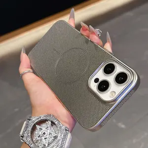 Magnetic Phone Case for iPhone 17 Pro Max 17 Pro 16 Pro Max 16 Pro 15 14 13 12 11, Honeycomb Heat Dissipation, Slim Magnetic Ring, Metallic Paint Finish, Mesh Hollow Design, Anti-Fingerprint Anti-Scratch Shockproof Full Body Protective Phone Cover