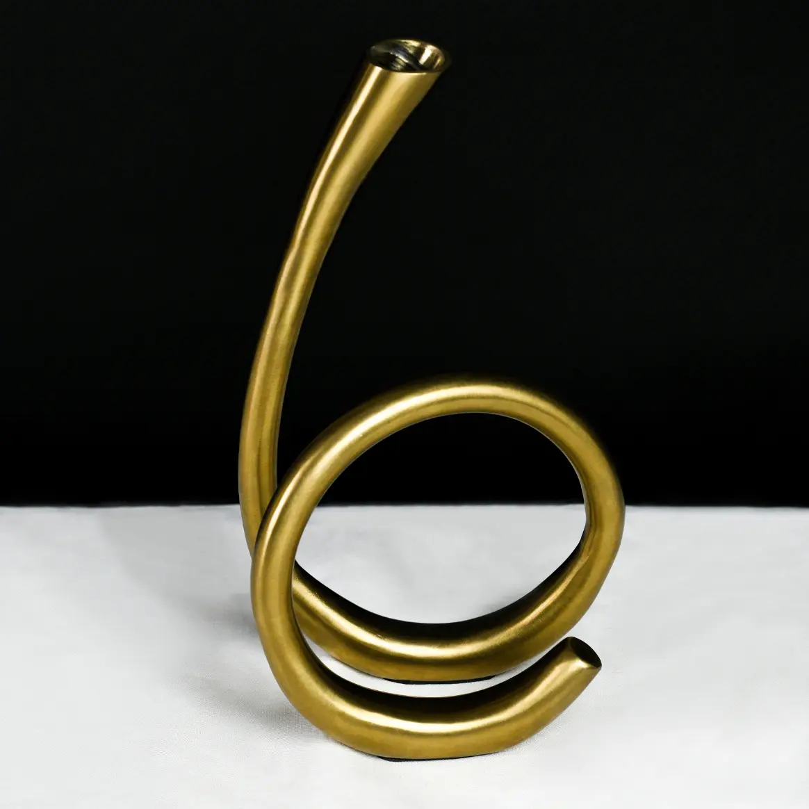 Helix Spiral Base Burnished Brass Taper Candle Holder