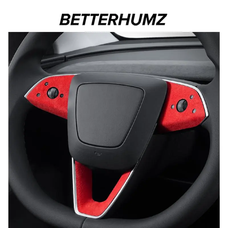 2026 New Betterhumz Made of Alcantara For Tesla 2018- Model Y Juniper Model 3 HighlandSteering Wheel Trim Stickers Car Interior Accessory For your Cars