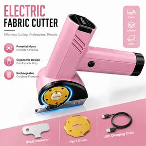 2026 Upgrade 4V Cordless Fabric Rotary Cutter - Rechargeable Heavy-Duty Cutting Tool with 4-Speed Settings, Safety Lock, LED Light, Long Battery Life, 2 Extra Blades, Ideal for Fabric, Cardboard, Crafting, Fabric Rotary Cutters