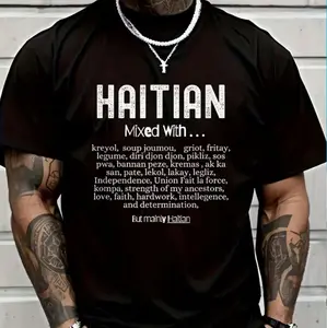 100% Haitian Mixed With…” Graphic T-Shirt – Unisex Casual Short Sleeve Tee **street cotton**