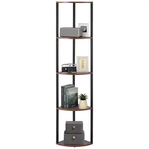 VEVOR 5 Tier Corner Shelf with LED Light, 64" Tall Corner Bookshelf with Storage Shelves for Collectibles, Display Shelf with Multi-color Lights Controlled Via RC/APP for Bedroom, Living Room, Office