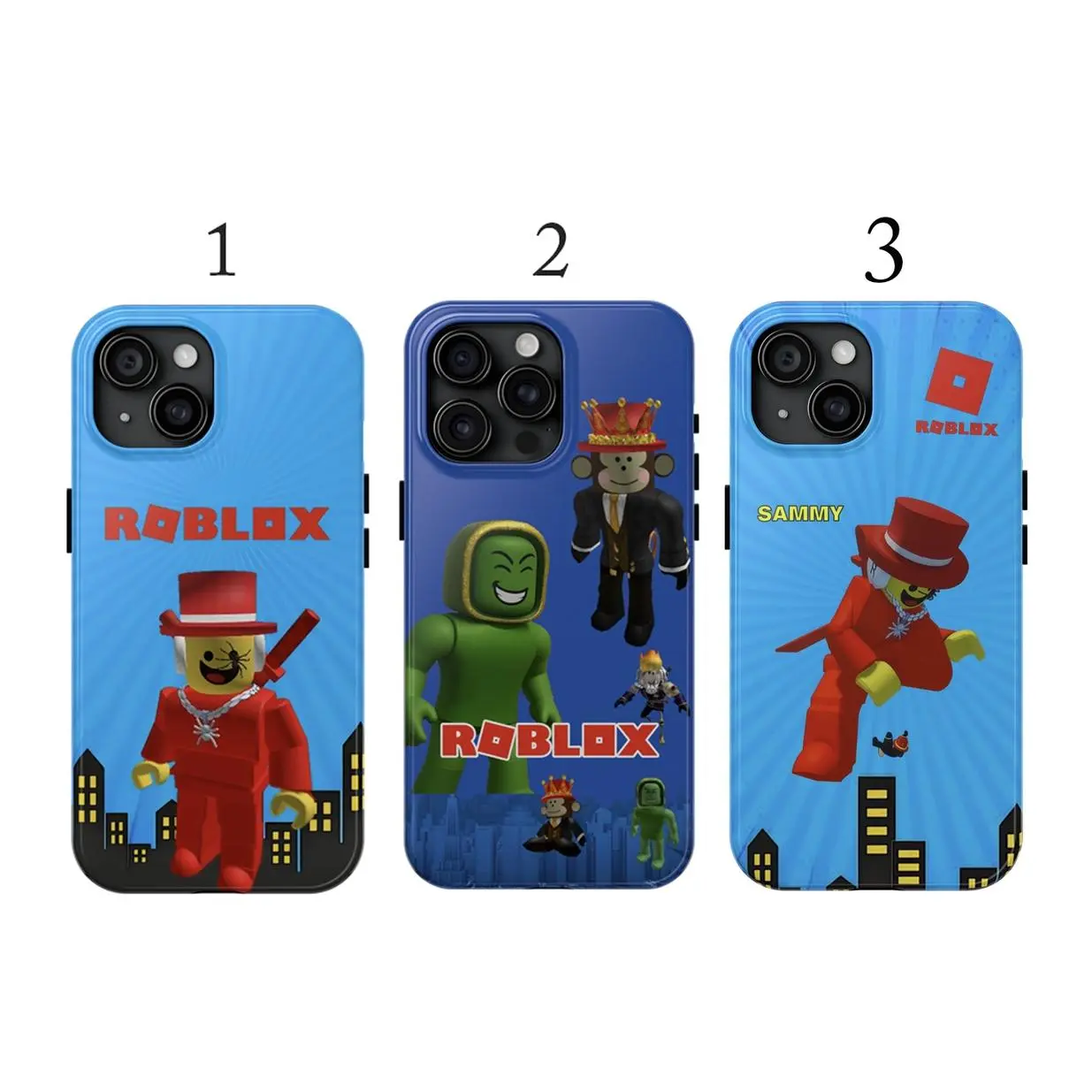 Sammy & Jandel Roblox designs phone case, For Iphone 16 15 14 13 12 11 Pro Max Plus X SE, Add personality to your device with this phone case, crafted with a polycarbonate shell and TPU lining for shock absorption.The dual-layer design includes a hard sh