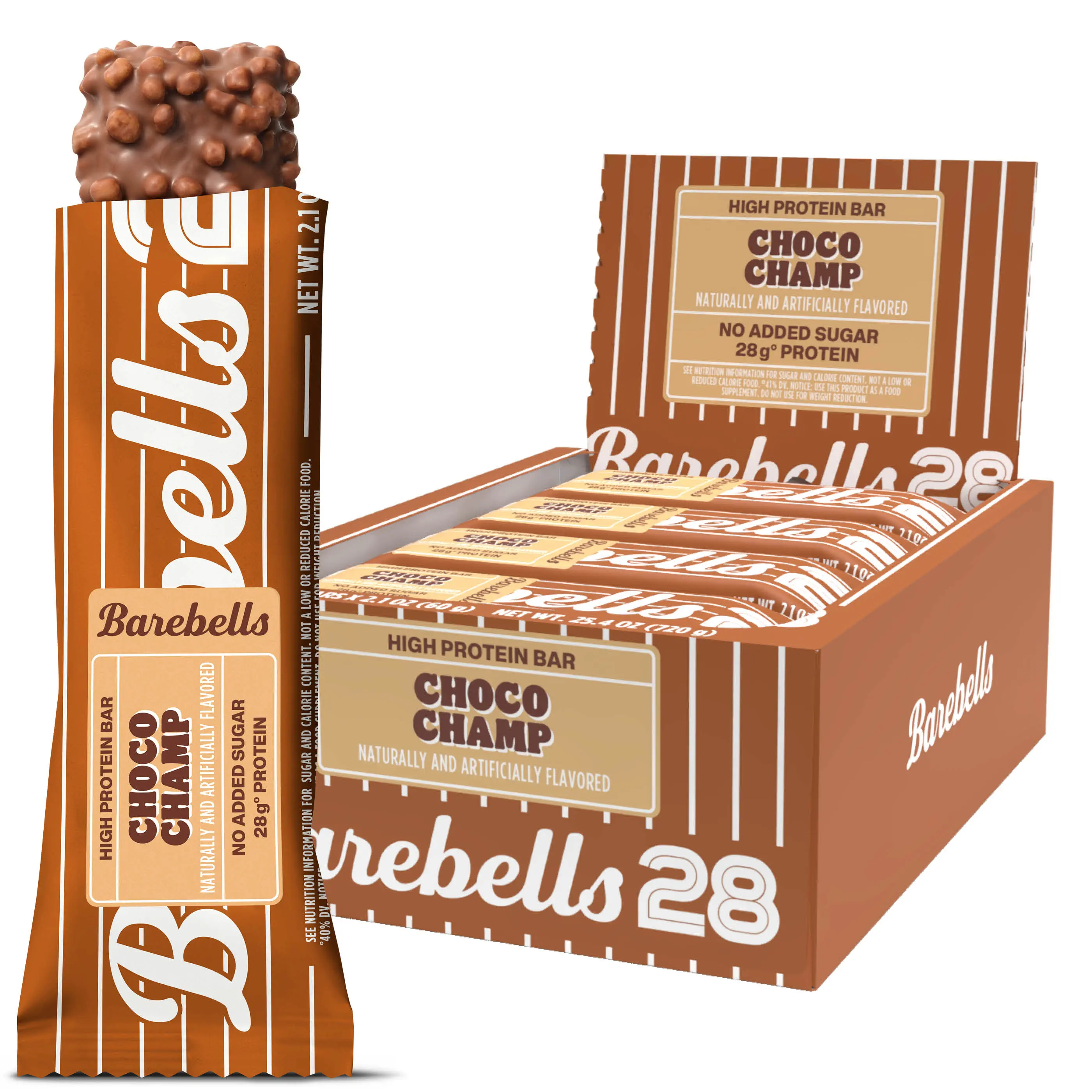 Barebells Choco Champ Chocolate Protein Bars – 28g Protein per Bar, No Added Sugar, 60g, 12 Count