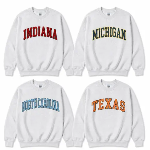 College Varsity Retro Sweatshirt Gray Long Sleeve 50% Cotton 50% Polyester Ash Gray S-5XL