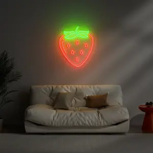 LC SIGN Strawberry Neon Sign - Cute Fruit LED Light for Coquette Room Decor, Girls Bedroom & Nursery - Dimmable Aesthetic Wall Art