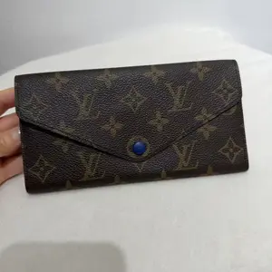 Pre-owned Louis Vuitton LV Monogram Envelope Wallet | Bright Blue Snap Closure Long Wallet