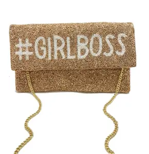 Girlboss Gold Beaded Clutch