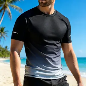 Men's Gradient Color Raglan Sleeve Sports Tee, Quick Drying Breathable Round Neck T-shirt, Casual Tops for Workout Running, Men's Sportswear for Summer, Athletic Sports Plain Clothing