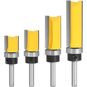 4 count  Flush Trim Router Bit Set 1/4 inch Shank Template Router Bits 1/2 inch  Dia Woodworking Router Tool by  (1/2 inch  Diameter, yellow)