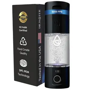 Hydrogen Water Bottle - 6X More Concentration 6000PPB Generator Portable Machine Certified H2 SPE PEM Technology Food Grade Quality
