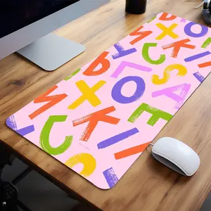 Pink Colorful Letters Playful Kids - Friendly Mouse Pads Extra Large Computer Desk Top Mat Mouse Pad for Laptop Mouse Desk Pad Desk Mats with Non - Slip Rubber Base Stitched Edge for Home and Office