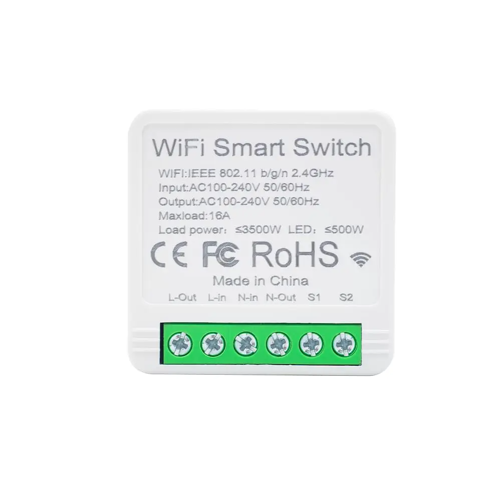 16A Mini WiFi   Relay Module - Compatible with Alexa &  , Ewelink APP Remote Control, Voice & Timer Schedule for Light, Fan, No Hub Required