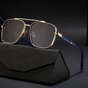 Blue Ray Protection Sunglasses for Men - Rectangle Double Bridge Stainless Steel Frame, UV 400, Fashion Design tiktok shop